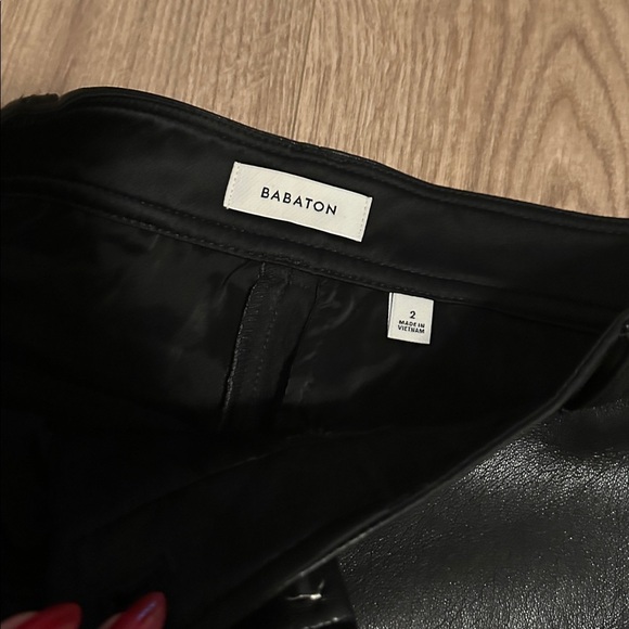 Aritzia Babaton Black Vegan Leather Pants - Size 2 - Picture 3 of 6